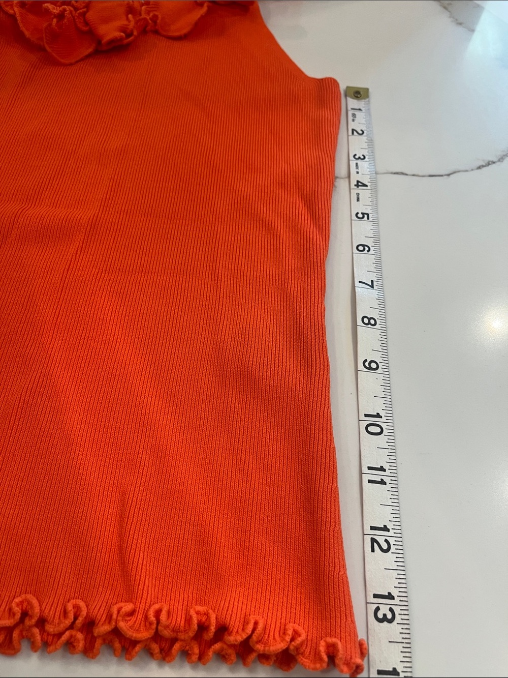 Venini Bright Orange Ruffle-Trim Tank Sz. Lg - Picture 8 of 10